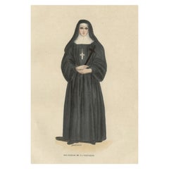 Antique Print of a Nun of the Order of the Immaculate Conception, 1845