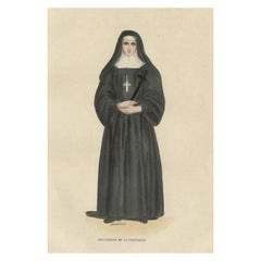 Gravure ancienne d'une religieuse de l'Ordre de l'Immaculée Conception, 1845