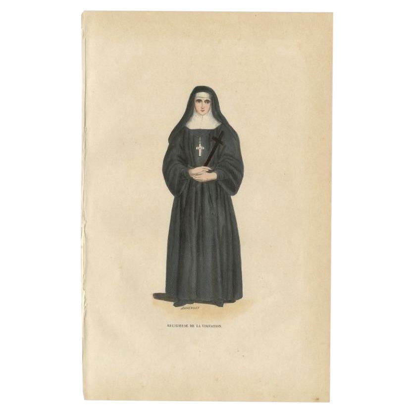 Antique Print of a Nun of the Order of the Visitation of Holy Mary, 1845 For Sale