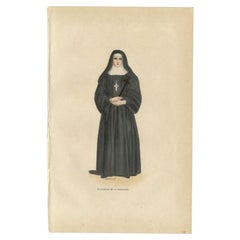 Antique Print of a Nun of the Order of the Visitation of Holy Mary, 1845