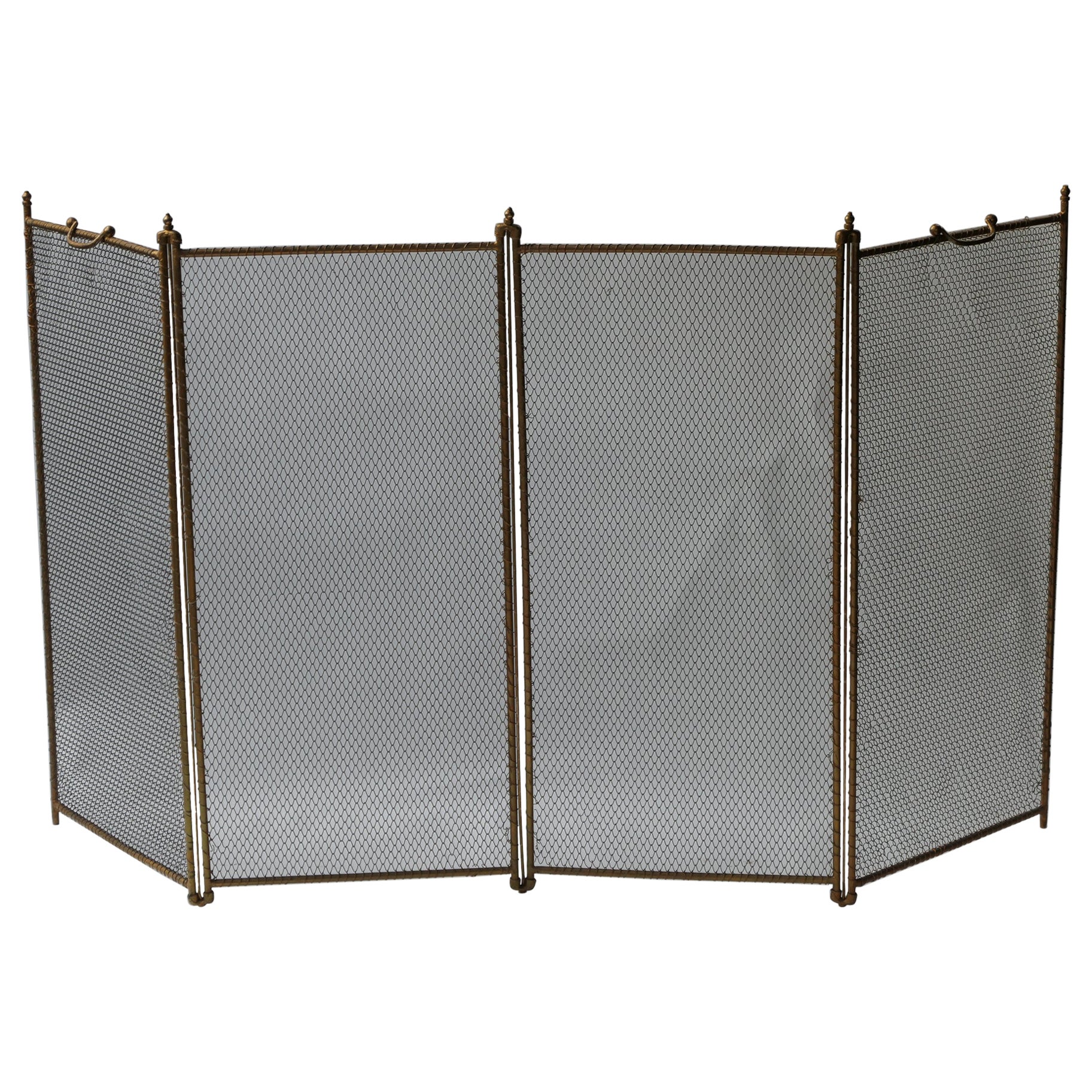 Pare-étincelles Ancien En Laiton Pour Cheminée - 60x50 Cm - Déco Industrielle