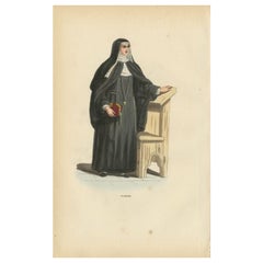 Antique Print of a Poor Clare Nun, from The Order of Poor Ladies, 1845