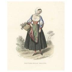 Impression ancienne d'une femme de Gallura en Sardaigne, Italie, 1850