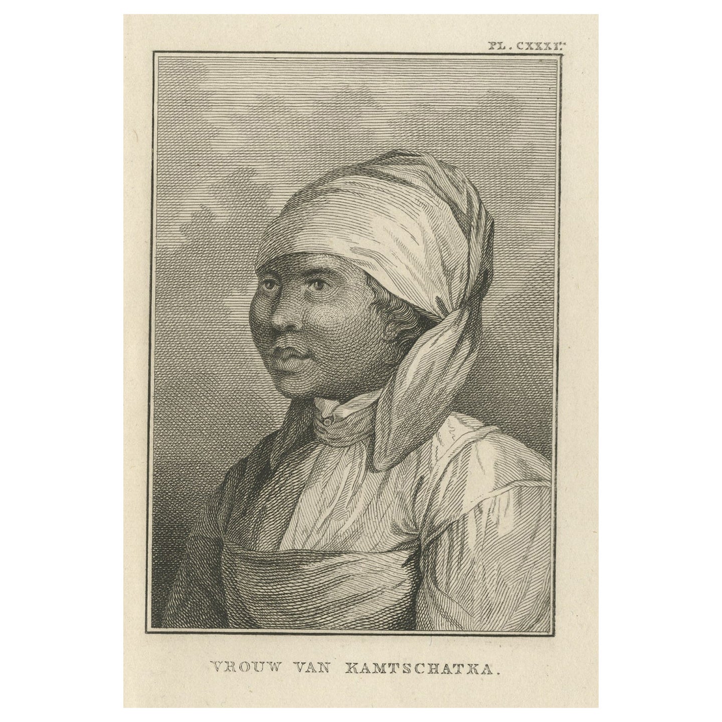 Impression ancienne d'une femme de Kamchatka, Russie, par Cook, 1803