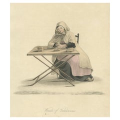 Antique Print of a Fortune Teller Woman of Valenciennes, France, 1817