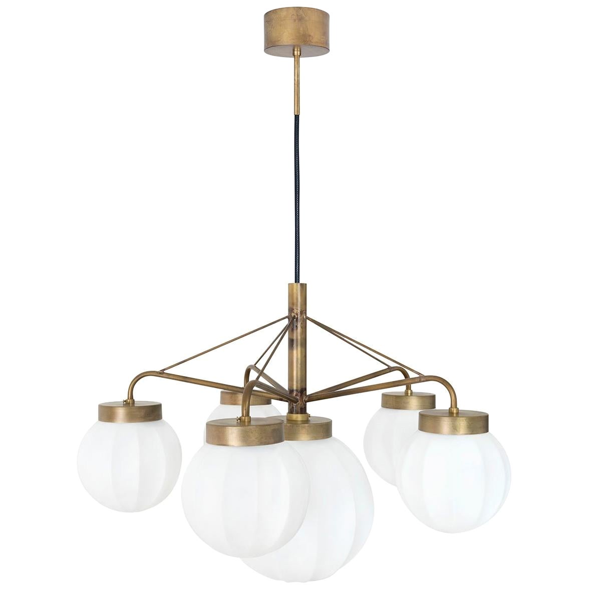 Johan Carpner Klyfta 6L Raw Brass Ceiling Lamp by Konsthantverk For Sale