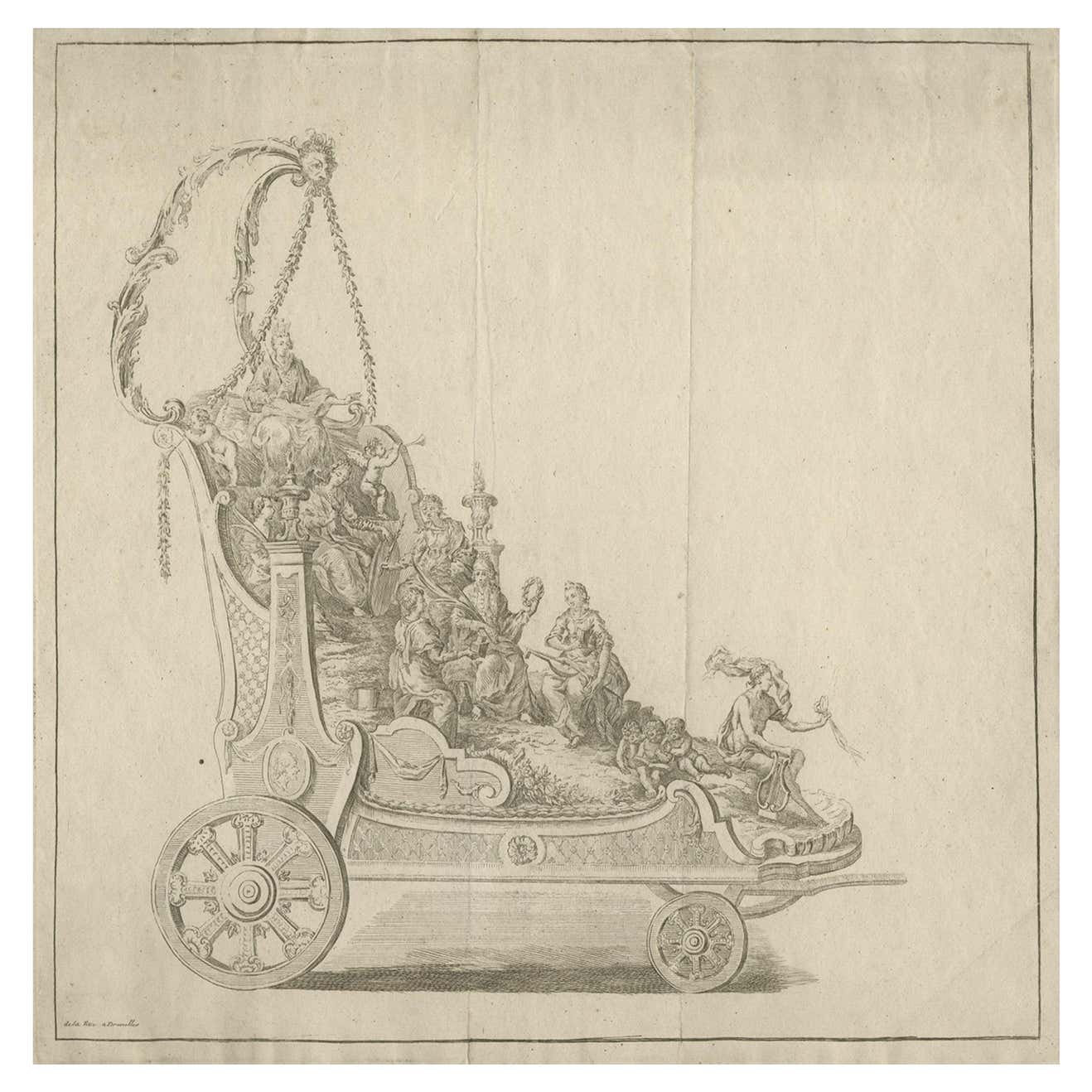 Antique Engraving of a Religious Float for Saint Rumoldus or Rumbold ...