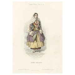 Antique Print of a Lady from Greece, 1850