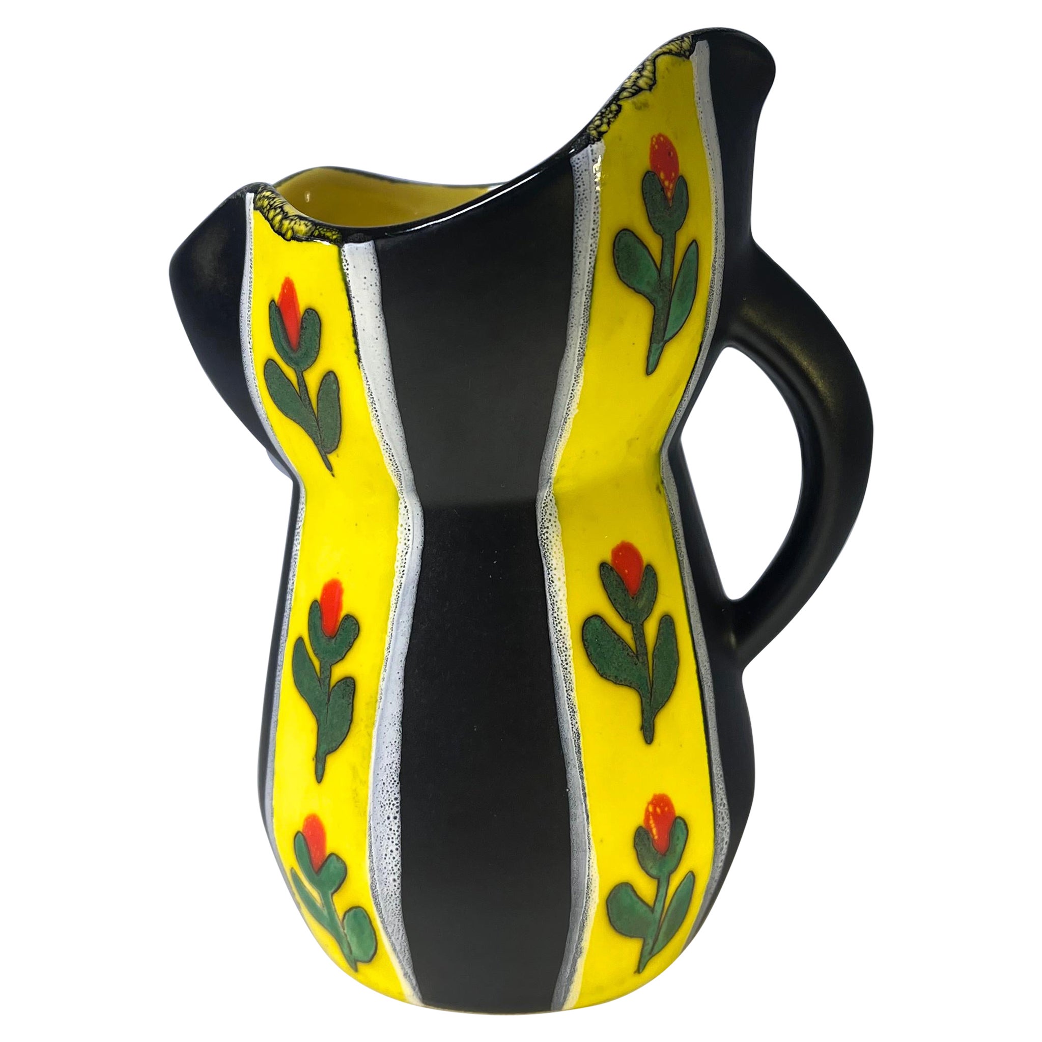 Distinctive Gabriel Fourmaintraux Signed French Hand Painted Ceramic Pitcher 