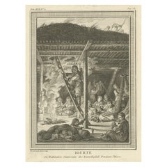 Antique Print of a Yurt and Natives of Kamchatka, Russia, 1770