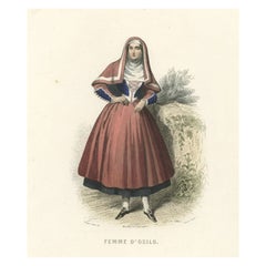Antique Print of a Lady from Osilo in the Sassari Region 'Sardinia', Italy, 1850