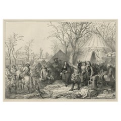 Antique Print of A. Vandermeulen at the Siege of Valenciennes by Madou, 1842