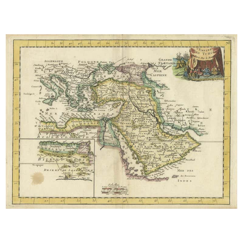 Antique Map of the Turkish Empire and Persia, circa 1890 For Sale at ...