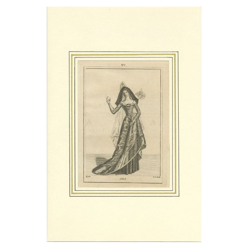 Antique Print of Ada, Countess of Holland, 1745 For Sale