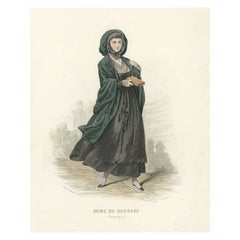 Impression ancienne d'une femme de Sassari 'Sardinia' en Italie, 1850