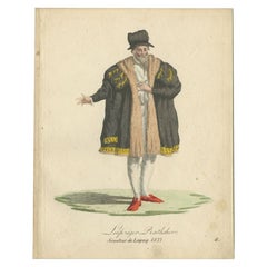 Antiker handkolorierter Deko-Druck eines Senators aus Leipzig, Deutschland, 1805