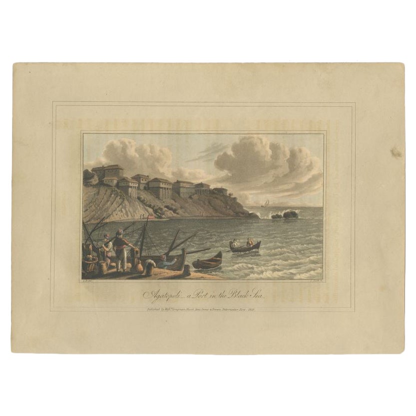 Antique Print of Agatopoli or nowadays Ahtopol in Bulgaria, 1818 For Sale