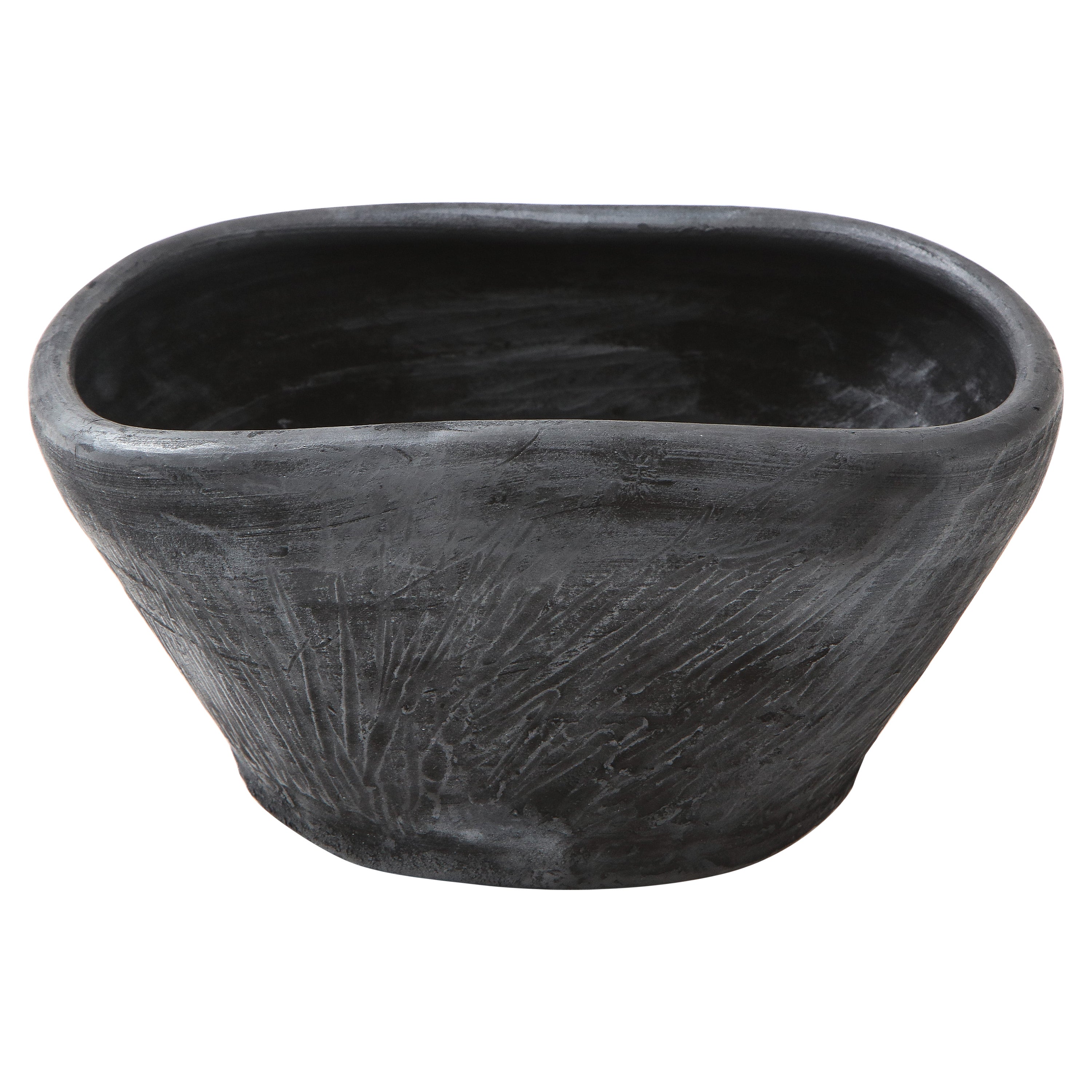 "Carbone" Charcoal and Silver Finish Terracotta Bowl by Facto Atelier Paris
