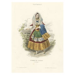 Impression ancienne d'une femme de Sinnai, Cagliari, « région de la Sardaigne », Italie, 1850