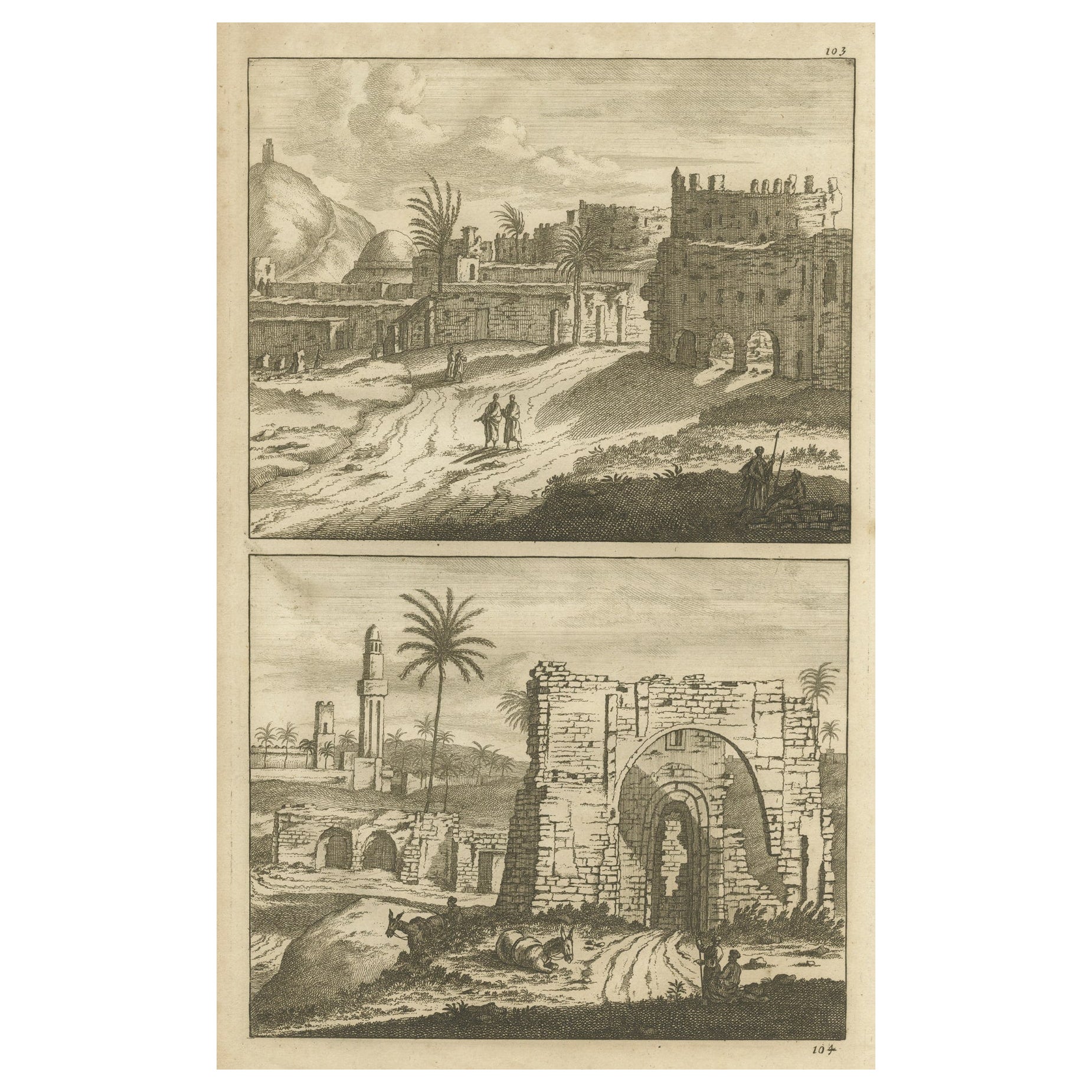 Antique Print of Alexandria in Egypt, 1698 For Sale