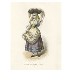 Used Print of a Lady Selling Soap in Tempio, Sardinia, Italy, 1850