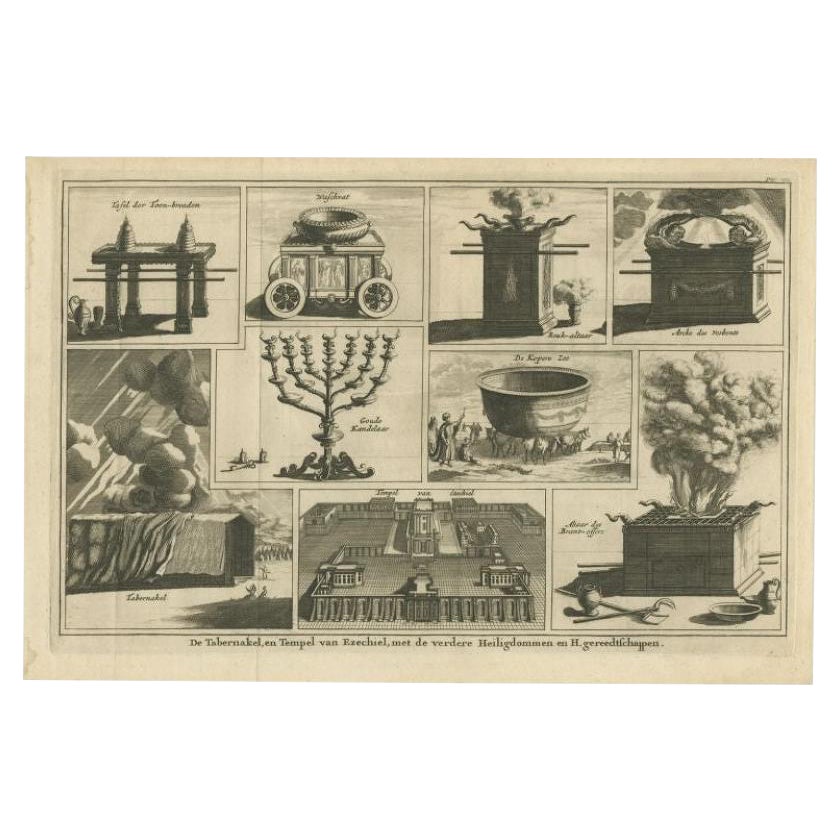 Antiker Druck der heiligen Gefäße Tabernakel und Tempel von Ezekiel, 1717 im Angebot