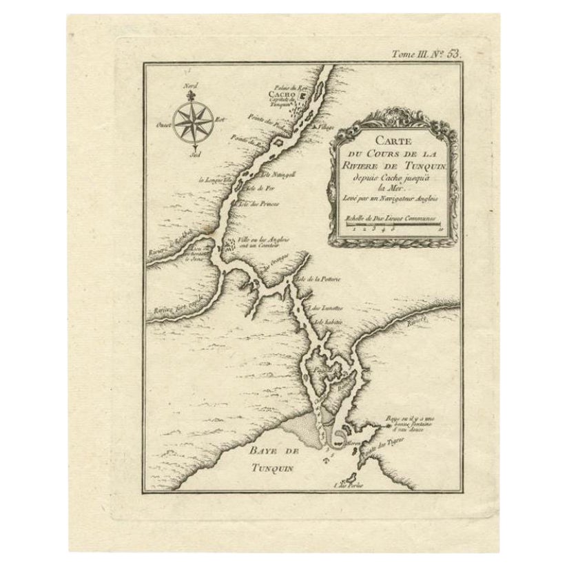 Antique Map of the Tunquin River and Bay, Siam, 1757 For Sale