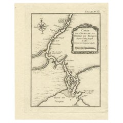 Antike Karte des Tunquin River und der Bucht, Siam, 1757