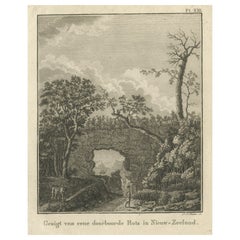 Impression ancienne d'un paysage avec une formation rocheuse en Nouvelle-Zélande par Cook, 1803