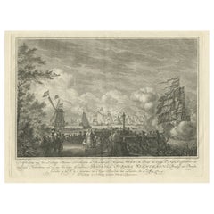 Antique Print of the Sailing Tour on the IJ River , Amsterdam, 1768