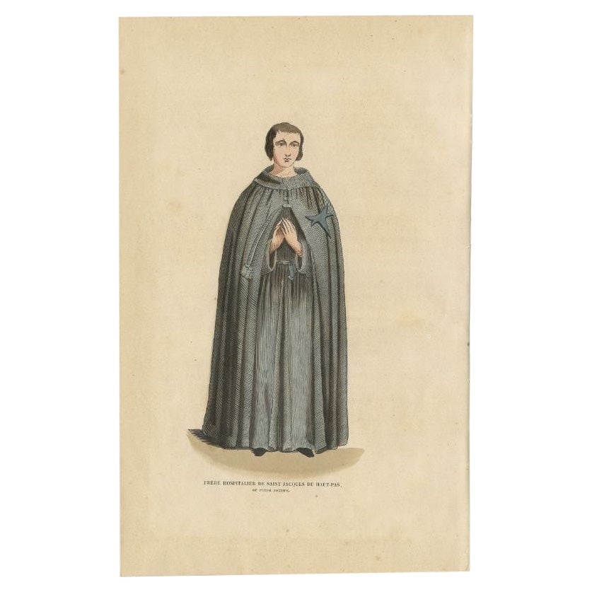 Antique Print of a Brother of Saint Jacques, 1845 For Sale