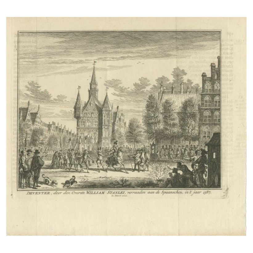 Antique Print of the Surrendering of Deventer, The Netherlands, c.1760 For Sale