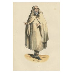 Antiker handkolorierter Druck eines kamaldolesischen Mönchs, Einwanderer des Mount Corona