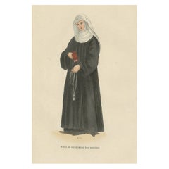 Antique Hand-Colored Print of Sister of the Third Order of St. Francis
