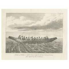 Antique Print of a Canoe of Chukotka, Tartary, 1800