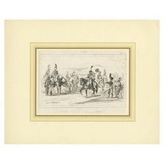 Antique Print of the Swedish Cavalry, c.1870