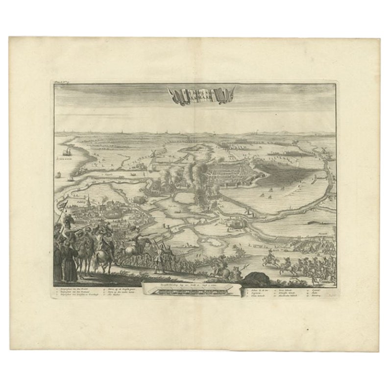 Antique Print of the Siege of Alkmaar in the Netherlands, 1681