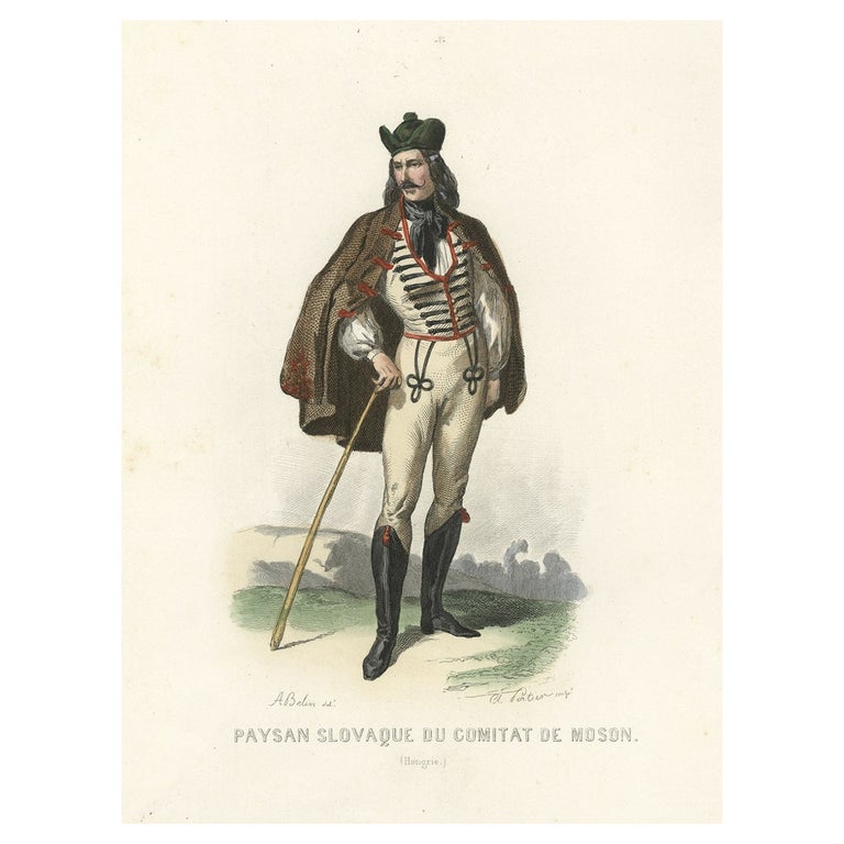 Antique Print of a Slovak Peasant, 1850 For Sale at 1stDibs
