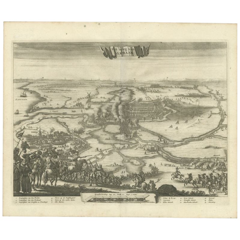 Antique Print of the Siege of Alkmaar, City of Cheese in Holland, c.1700 For Sale