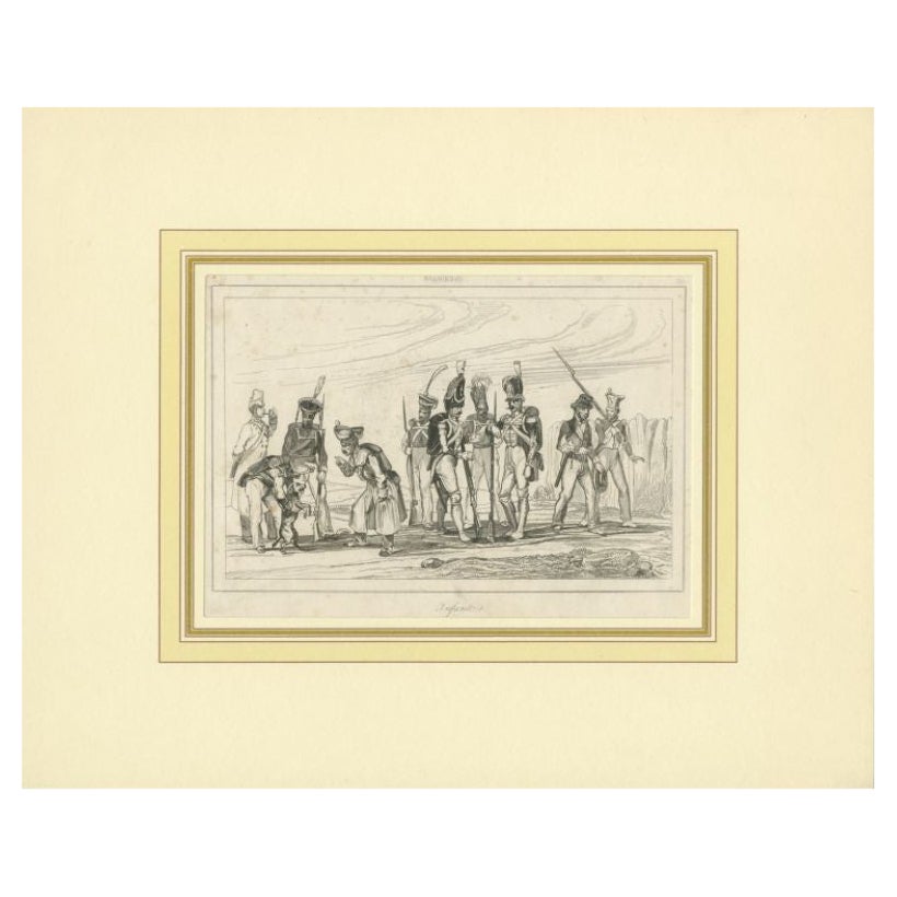 Antique Print of the Swedish Infantry, C.1870 For Sale