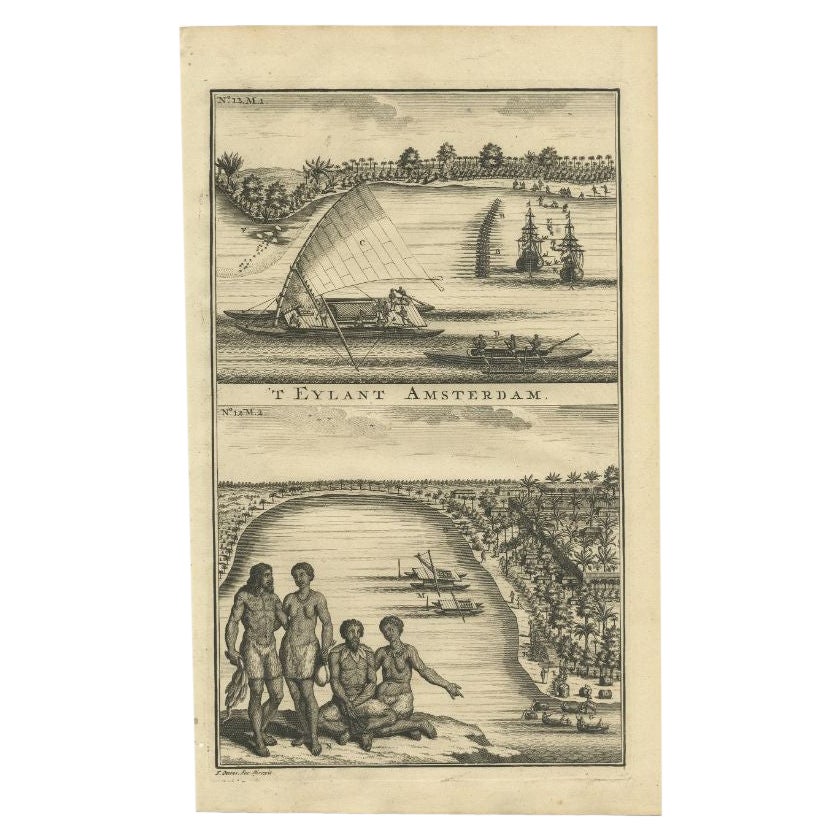 Antique Print of Amsterdam Island in the Indian Ocean by Valentijn, 1726