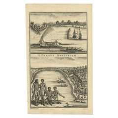 Impression ancienne d'une île d'Amsterdam dans l'océan Indien par Valentijn, 1726