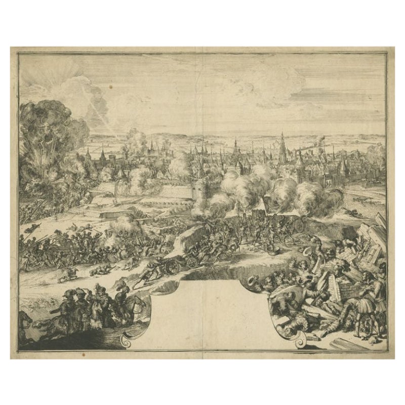 Rare Print of the Siege of Doornik Between the English and French Armies, c.1680