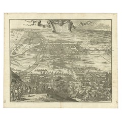 Antique Print of the Siege of Haarlem, the Netherlands, circa 1700