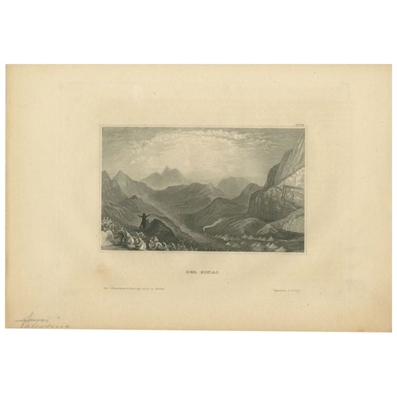 Antique Print of the Sinai, 1838 For Sale