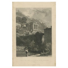 Antique Print of the Temple of Clitumnus by Fisher, C.1830