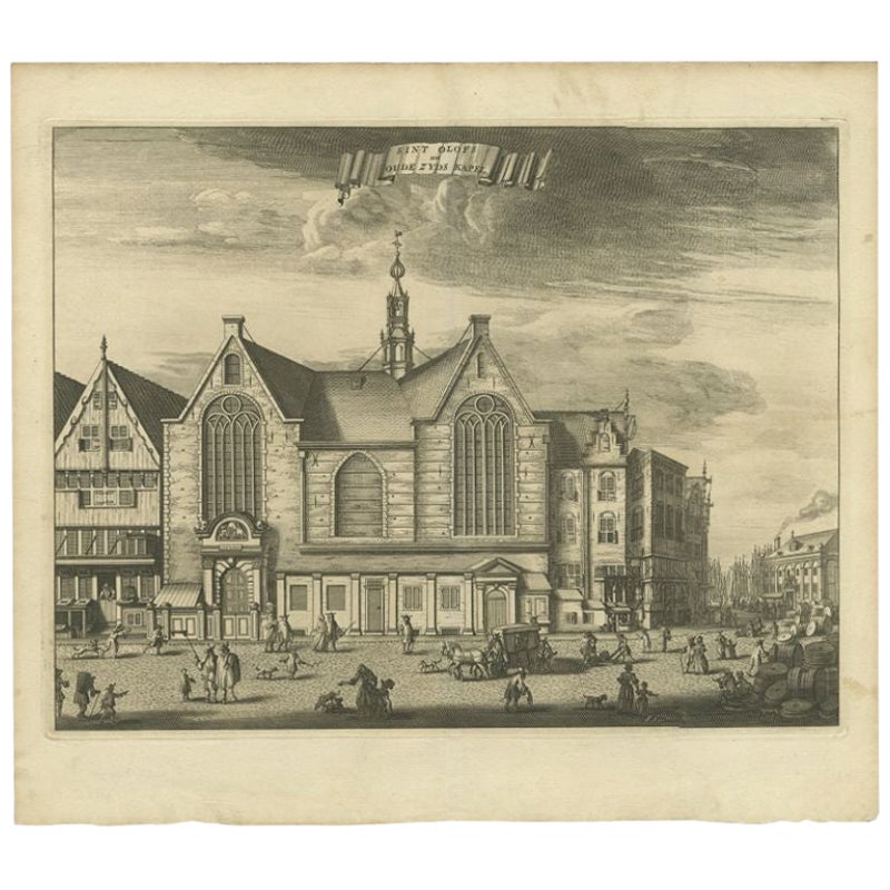 Antiker Druck des „Sint-Olofskapel“ in Amsterdam, um 1693 im Angebot