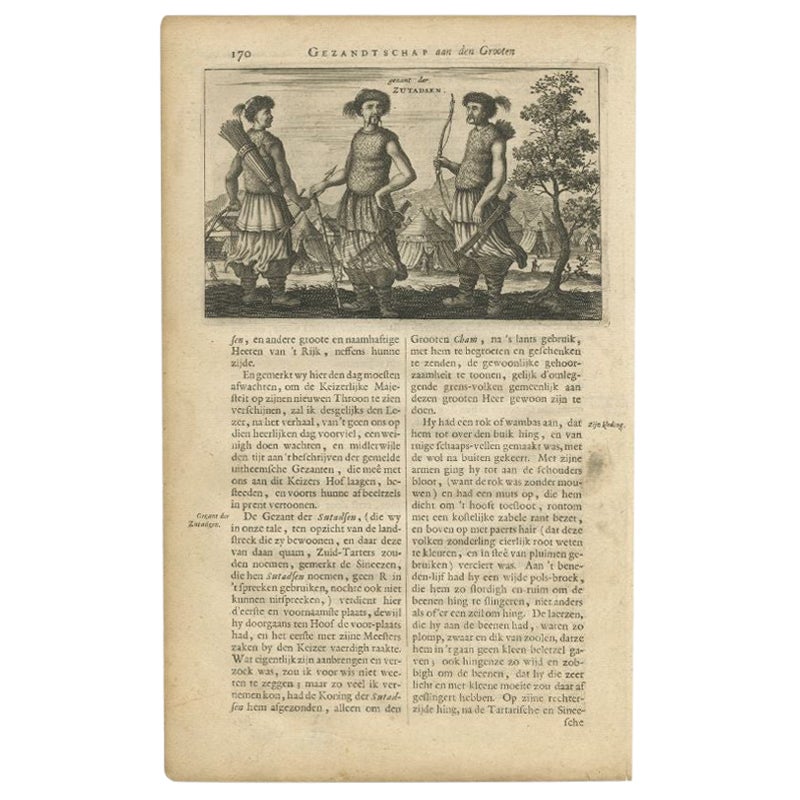 Original Antique Print of an Asian Envoy by Nieuhof, '1665' For Sale
