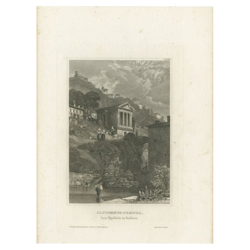 Antique Print of the Temple of Clitumnus by Meyer, 1837 For Sale