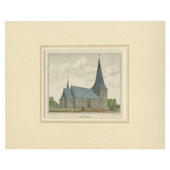 Gravure ancienne de la Sørup Kirke au Danemark, 1864